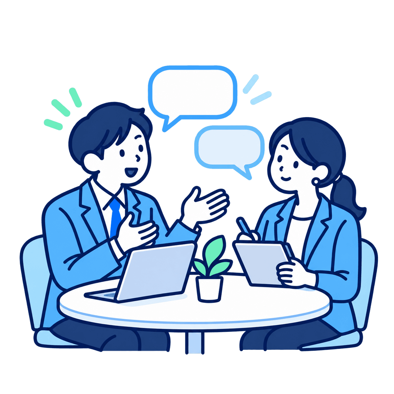 担当者が課題をヒアリングする無料相談のイラスト