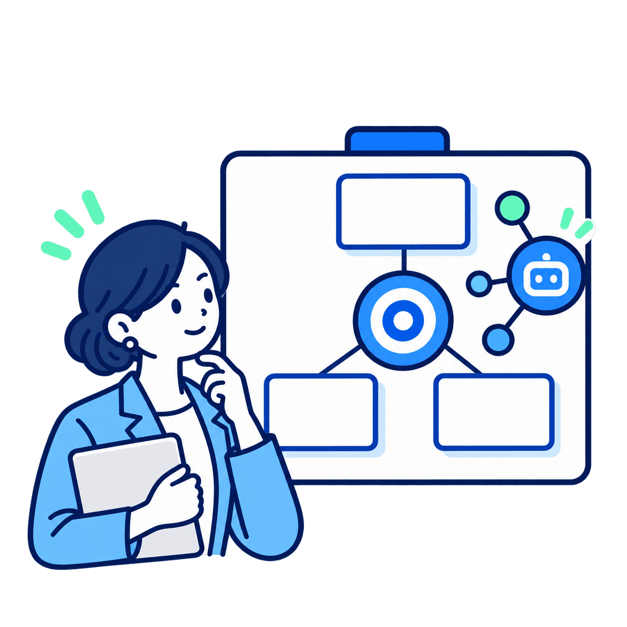 AI検索の計測条件を設計する担当者のイラスト
